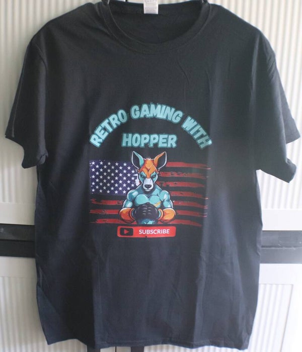 Retro Gaming With Hopper (YouTube Channel T-shirt) Black