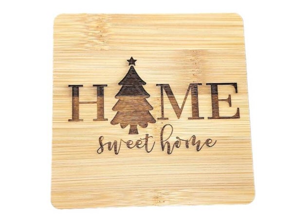 Wood - Coaster in bamboo - Home Sweet Home