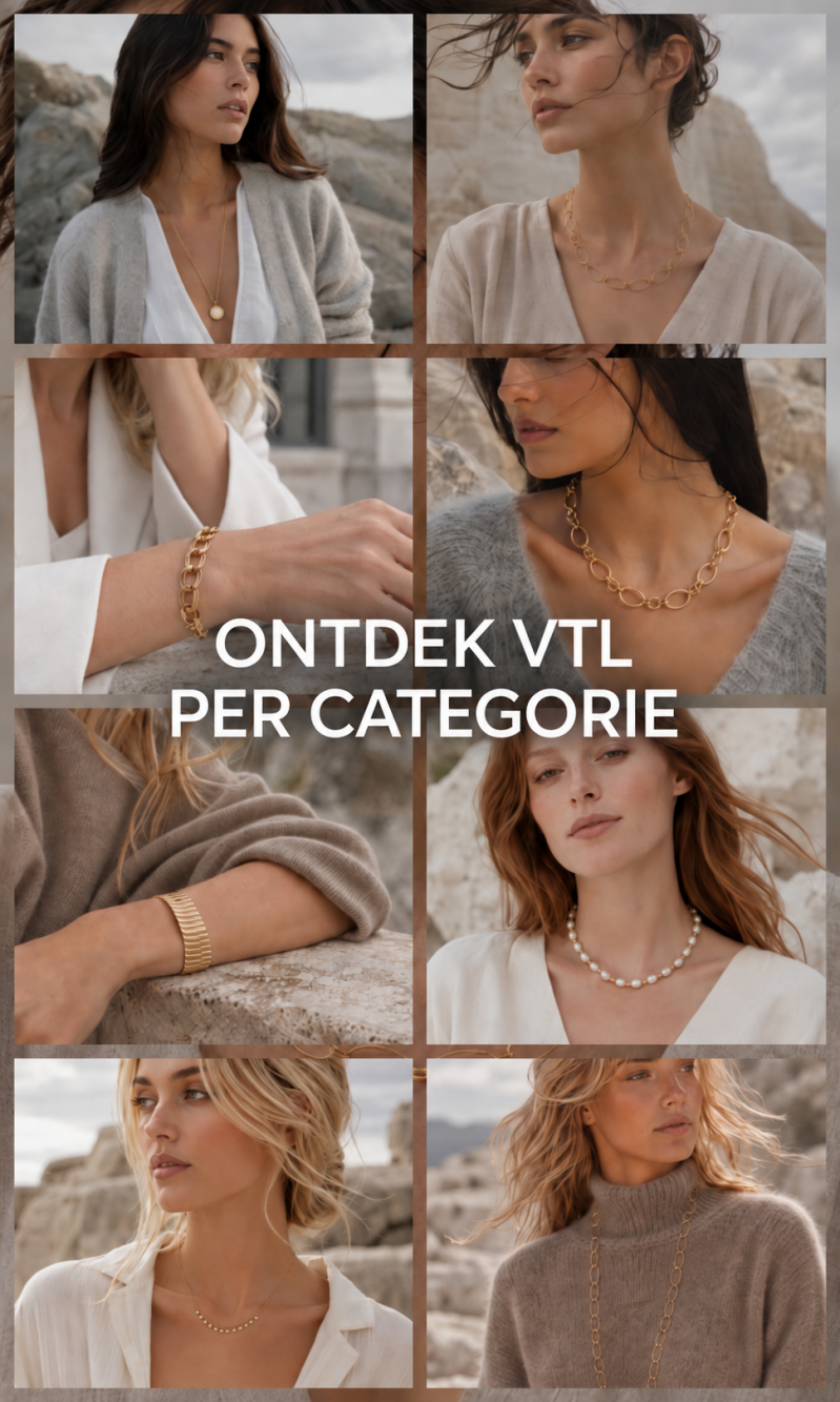 Collage van de categorieën van Vic the Label - stainless steel sieraden