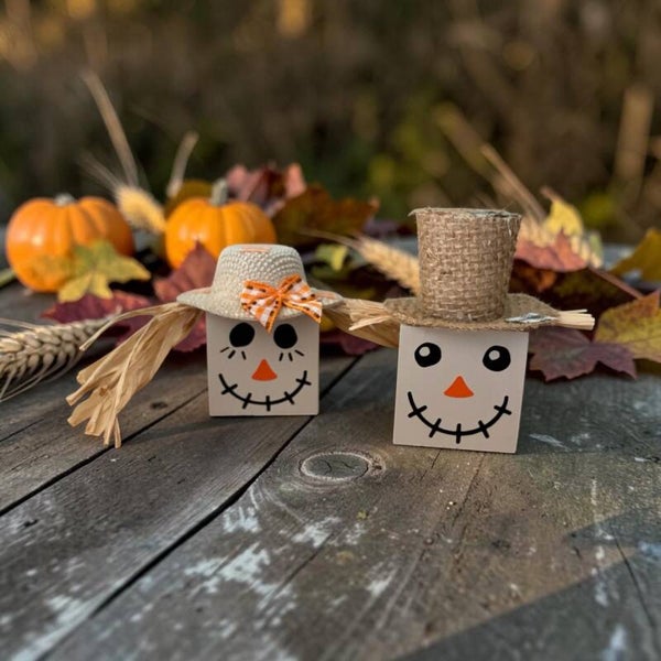 Handmade Scarecrow Decor Set - Male & Female