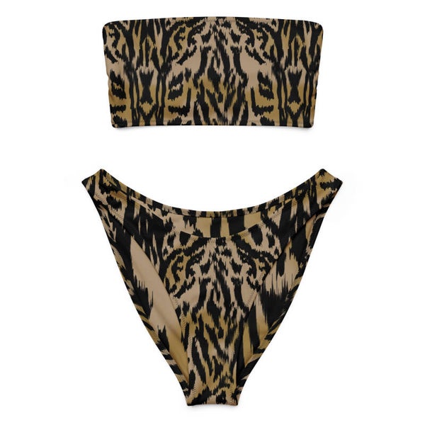 BIKINI A FASCIA E SLIP SGAMBATO con stampa Animalier