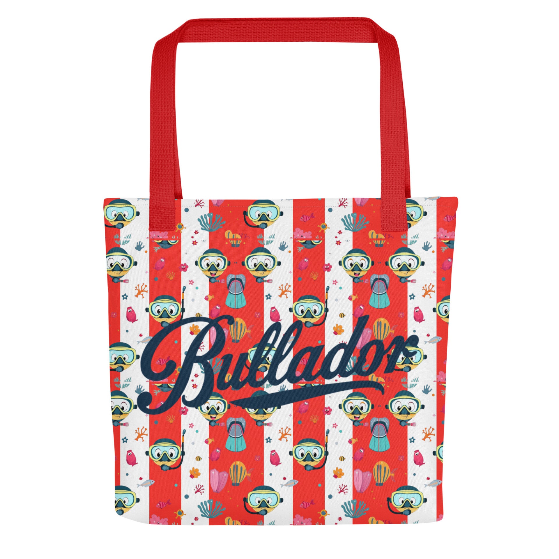 BORSA MARE con stampa subacquei a righe