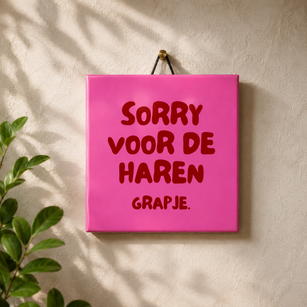 Sorry voor de haren | Tegeltje