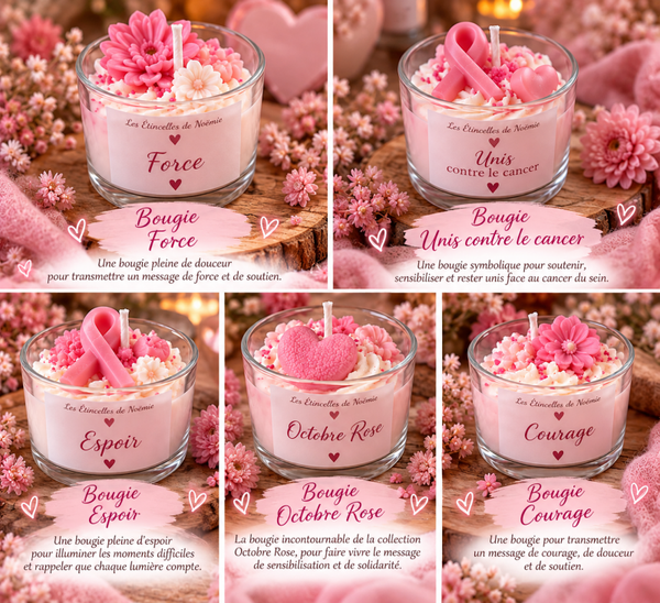 🎀 Bougies Octobre Rose – Une bougie, un message, un peu d’espoir