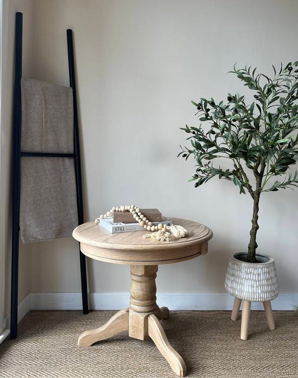 Rustic contemporary solid wood side table