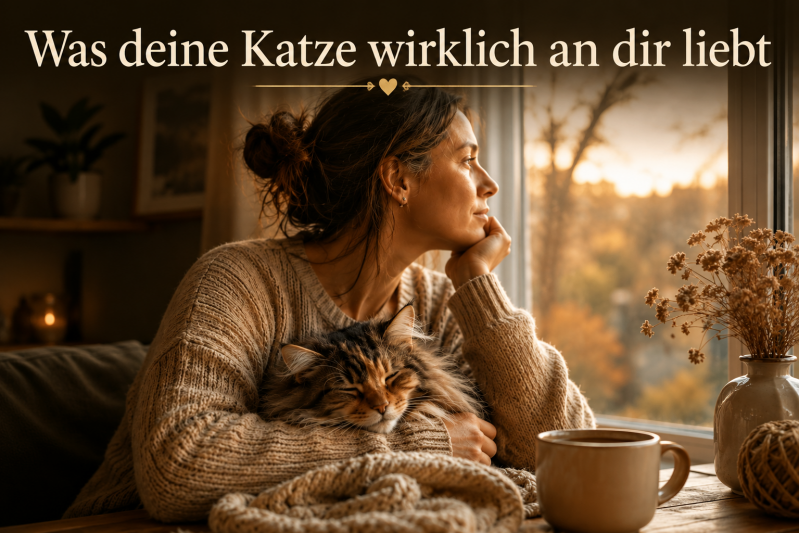 Frau mit ihrer Katze in einem ruhigen Moment – ein Bild für Vertrauen, Nähe und die besondere Verbindung zwischen Katze und Mensch.