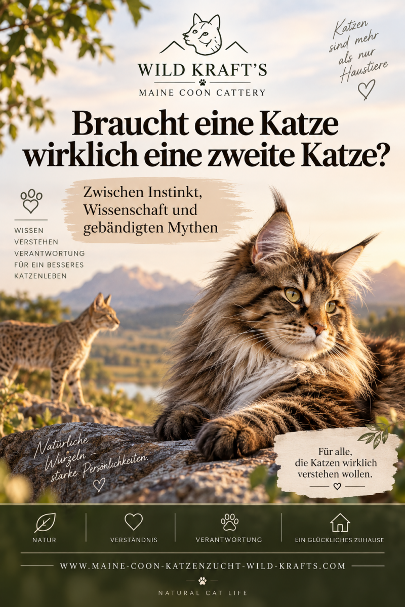 Maine Coon und Nubische Katze als Symbol für die Herkunft und das Sozialverhalten der Hauskatze – Braucht eine Katze wirklich eine zweite Katze?