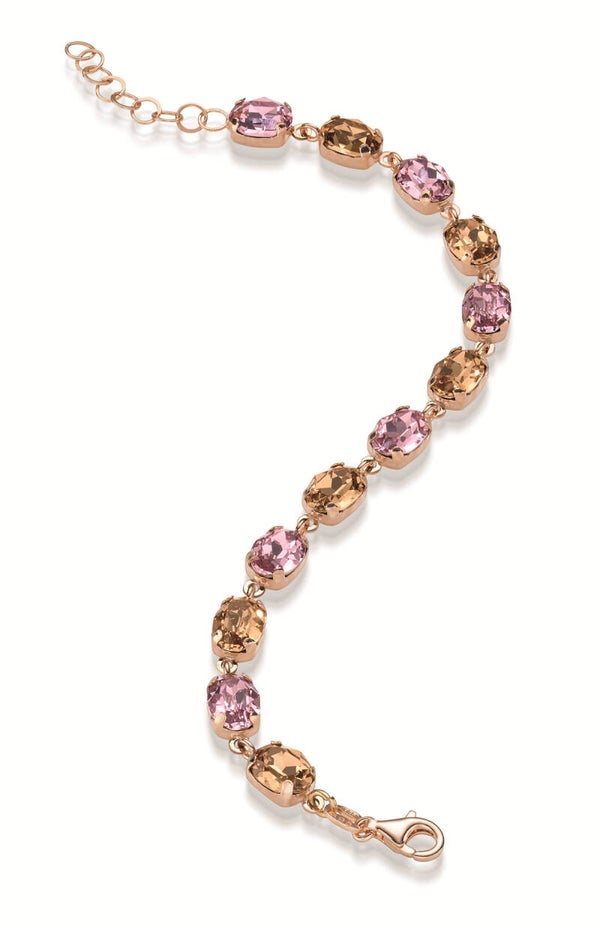 Armband aus rosévergoldetem Silber mit farbigen Zirkonia