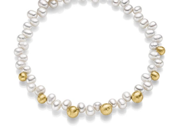 Vergoldetes Silbercollier mit Süßwasserperle