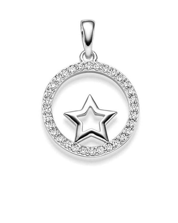 Sternanhänger aus rhodiniertem Silber mit Zirkonia