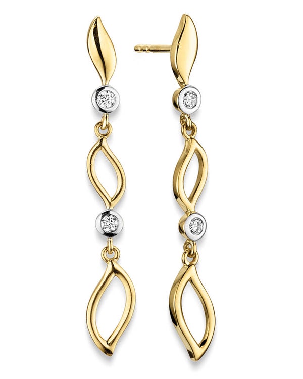 Eleganter Ohrhänger-Stecker aus Gold mit Zirkonia