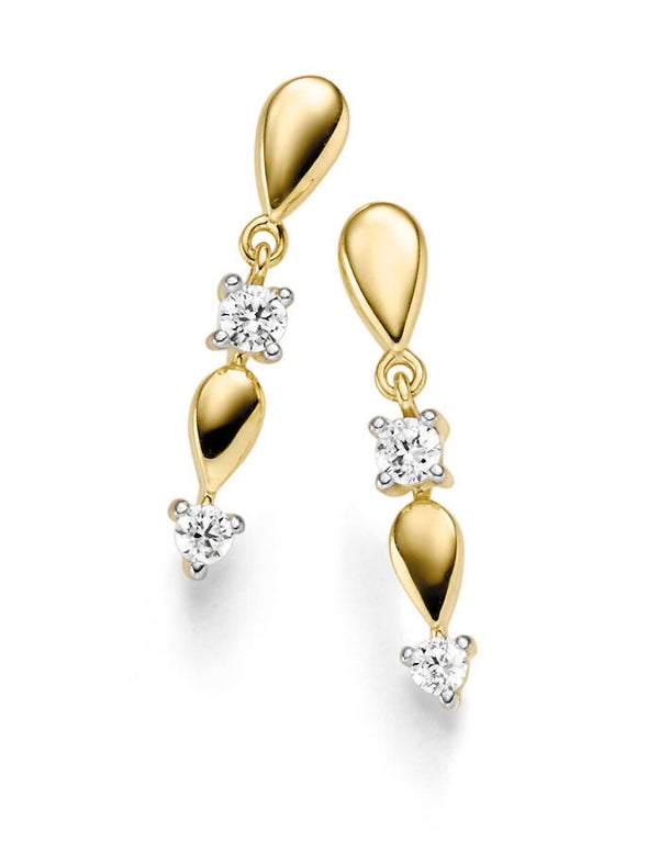 Ohrhänger Stecker Damen – 333 Gold rhodiniert mit Zirkonia