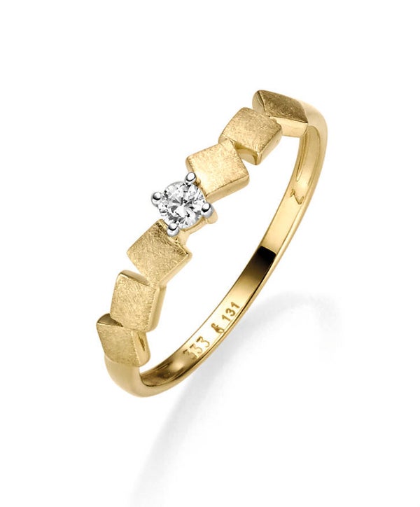 Goldring Damen – rhodiniert, 333 Gold mit Zirkonia