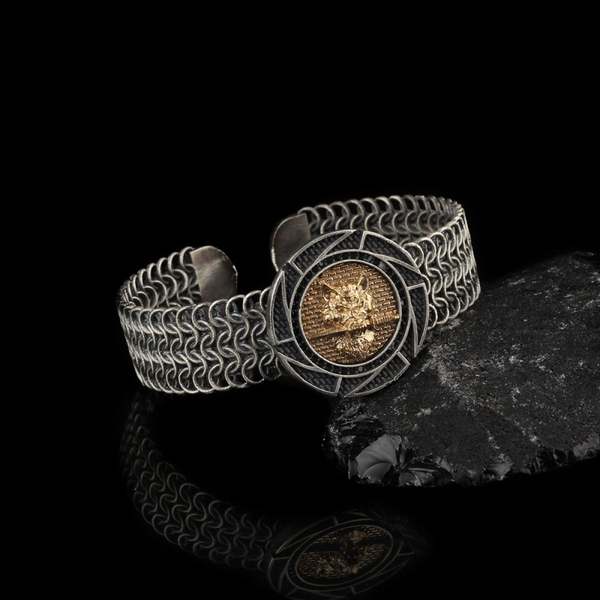 Free Size Wolf Geflochtenes Armband 925 Silber