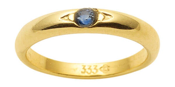 Taufring Kettenanhänger aus Gold mit Saphir