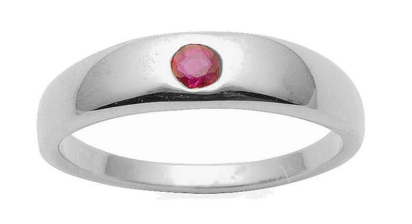 Taufring Kettenanhänger aus Silber mit synthetischem Rubin