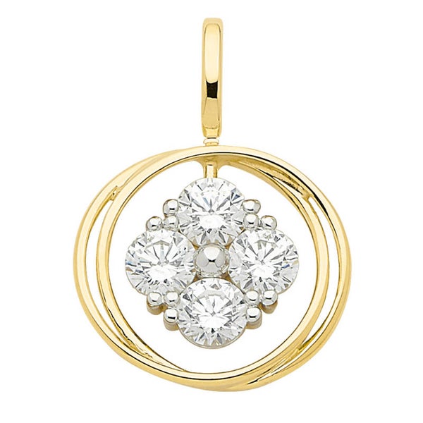 Anhänger mit Zirkonia aus rhodiniertem Gold