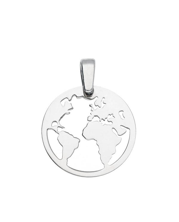 Weltkugel-Anhänger – 925er rhodiniertes Silber