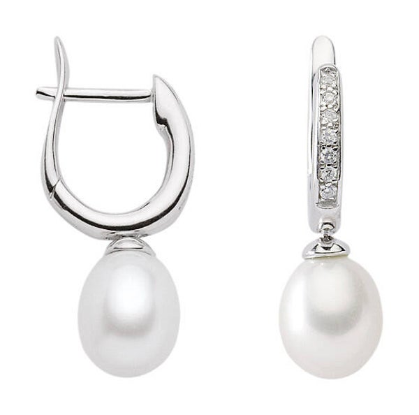 Creolen aus 925er Silber mit Zirkonia & Süßwasserperle