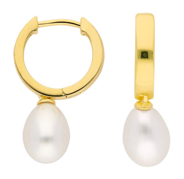 Vergoldete Silber-Creolen mit Süßwasserperle