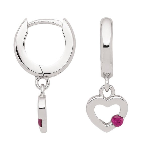 Creolen aus Silber mit Herz-Anhänger und pinkfarbenem Zirkonia