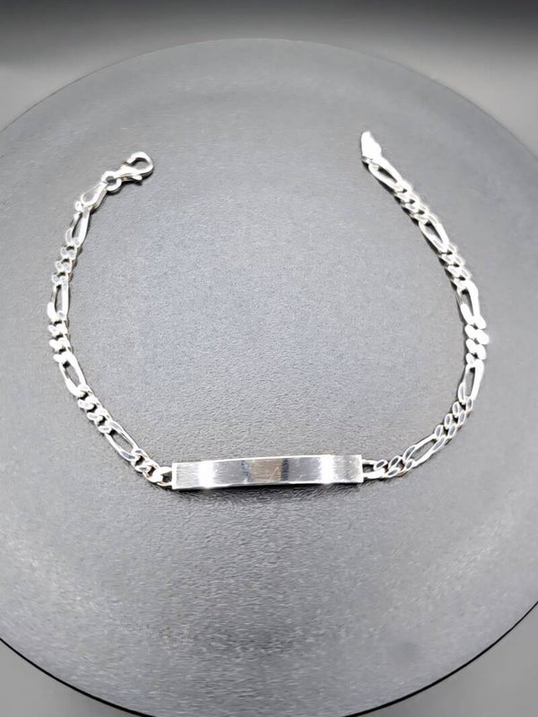 Figaro Schildband aus poliertem Silber