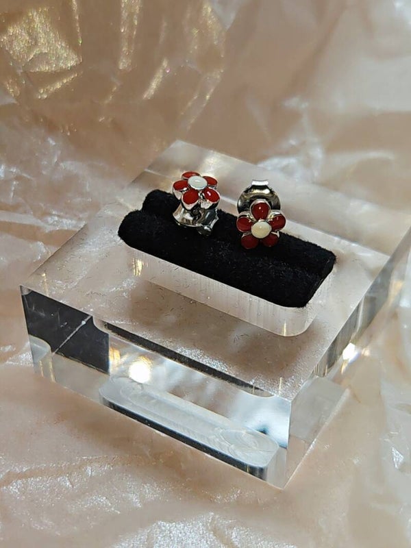 Ohrringe Blüte rot 925er Silber