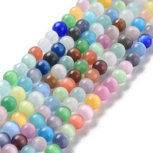 Cat Eye glaskralen multicolor 6 mm | Streng ca. 63 stuks