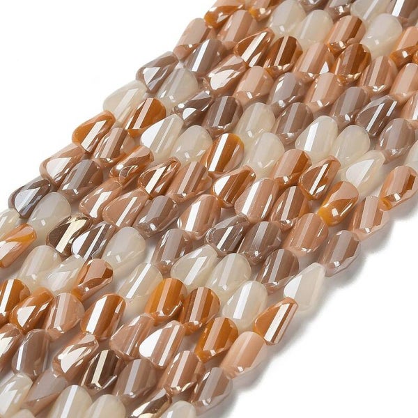 Glaskralen multicolor bruin 7 x 4.5 x 3.5 mm | Streng ca. 26 stuks