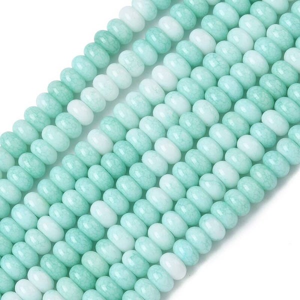 Rondel glaskralen turquoise 4.5 x 2.5 a 3 mm | Streng ca. 140 stuks