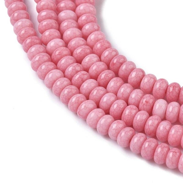 Rondel glaskralen roze 4.5 x 2.5 a 3 mm | Streng ca. 140 stuks
