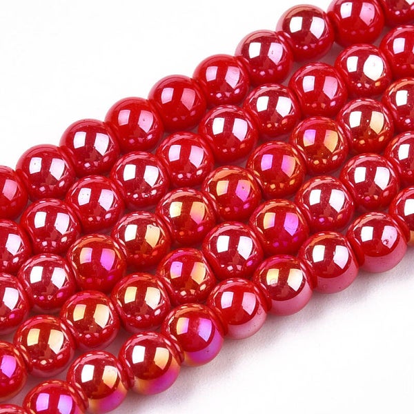 Ronde glaskralen rood 4 a 4.5 mm | Streng ca. 96 stuks