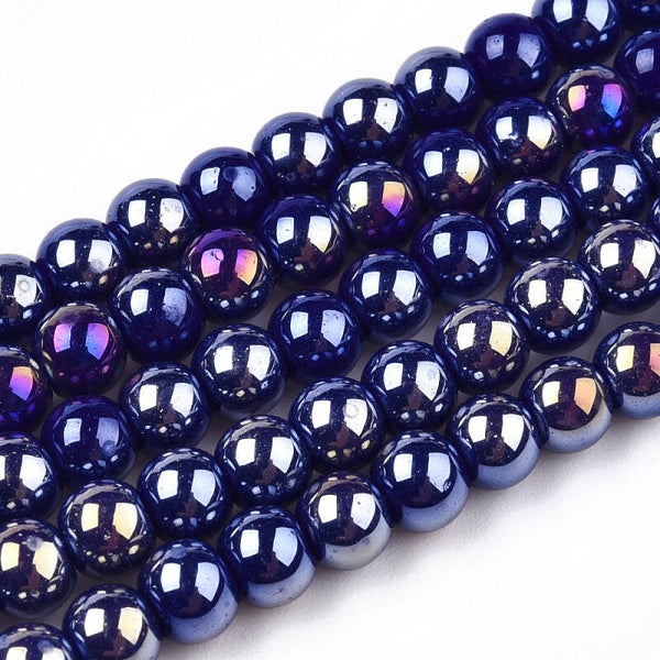 Ronde glaskralen blauw 4 a 4.5 mm | Streng ca. 96 stuks