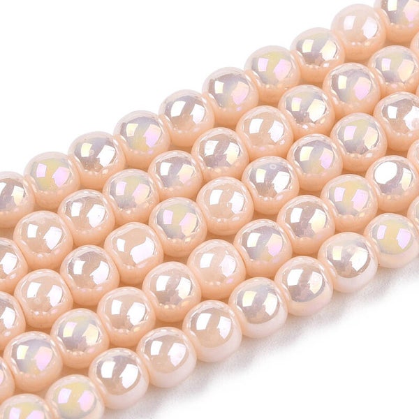 Ronde glaskralen roze 4 a 4.5 mm | Streng ca. 96 stuks
