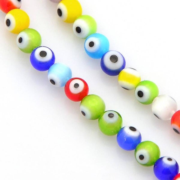 Ronde Evil Eye glaskralen lampwork 4 mm | Streng ca. 95 stuks