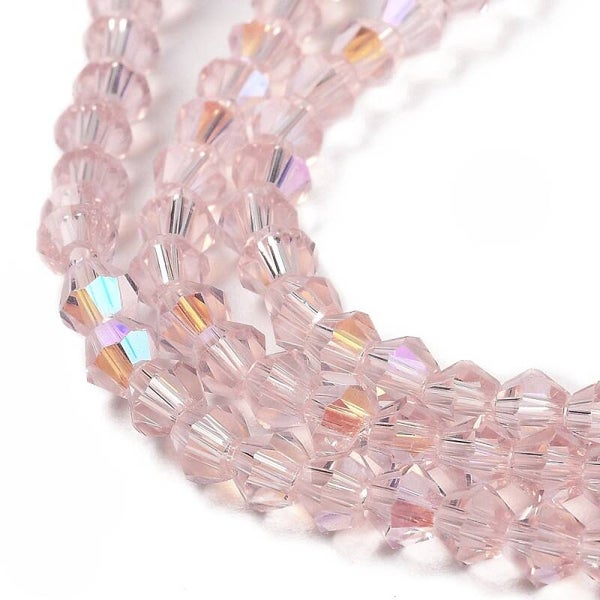 Bicone glaskralen roze 4 x 4 mm | Streng ca. 75 stuks