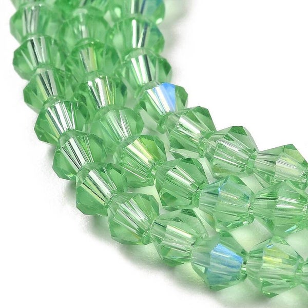 Bicone glaskralen groen 4 x 4 mm | Streng ca. 75 stuks