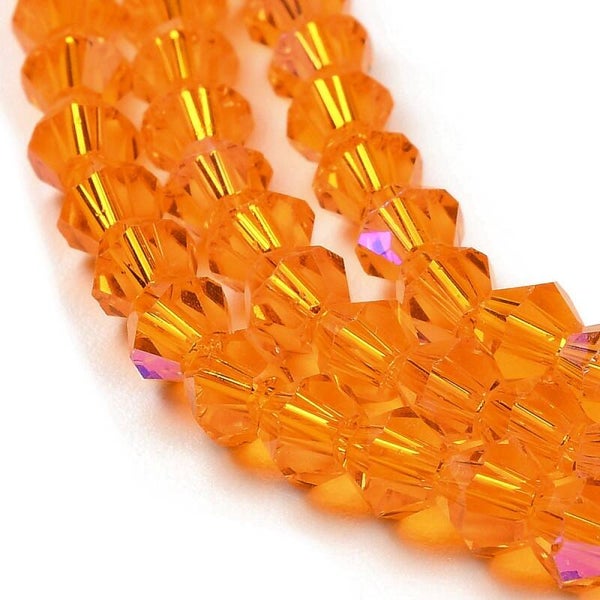Bicone glaskralen oranje 4 x 4 mm | Streng ca. 75 stuks