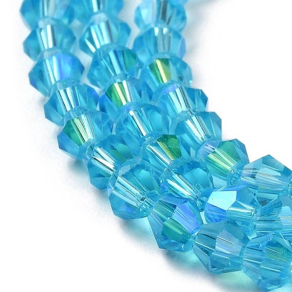 Bicone glaskralen blauw 4 x 4 mm | Streng ca. 75 stuks