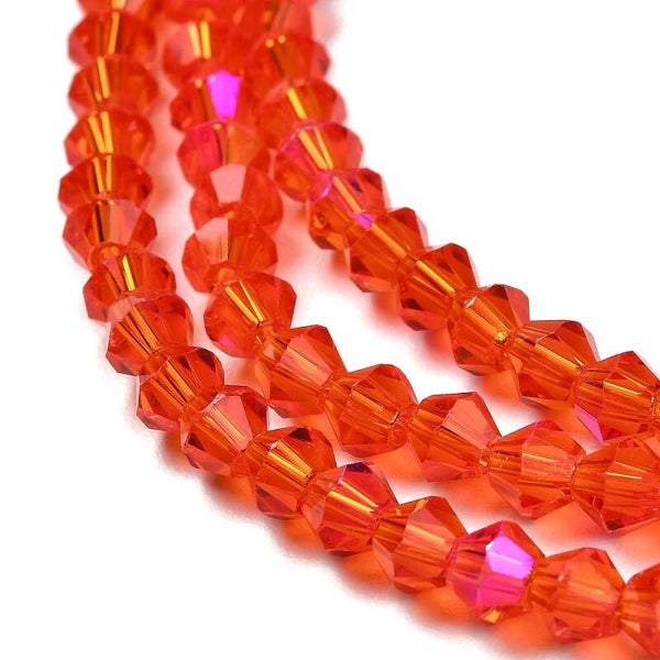 Bicone glaskralen rood 4 x 4 mm | Streng ca. 75 stuks