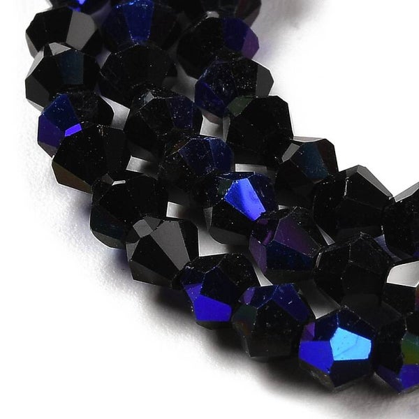 Bicone glaskralen zwart 4 x 4 mm | Streng ca. 75 stuks
