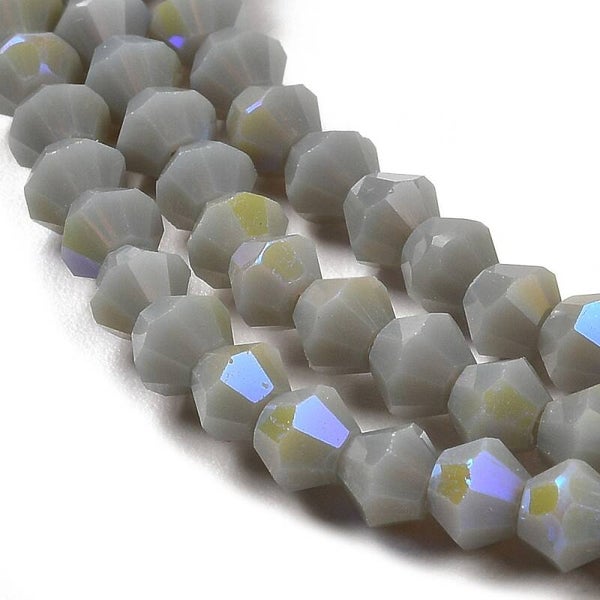 Bicone glaskralen grijs 4 x 4 mm | Streng ca. 75 stuks