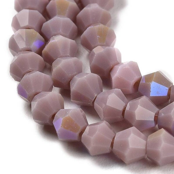 Bicone glaskralen paars 4 x 4 mm | Streng ca. 75 stuks