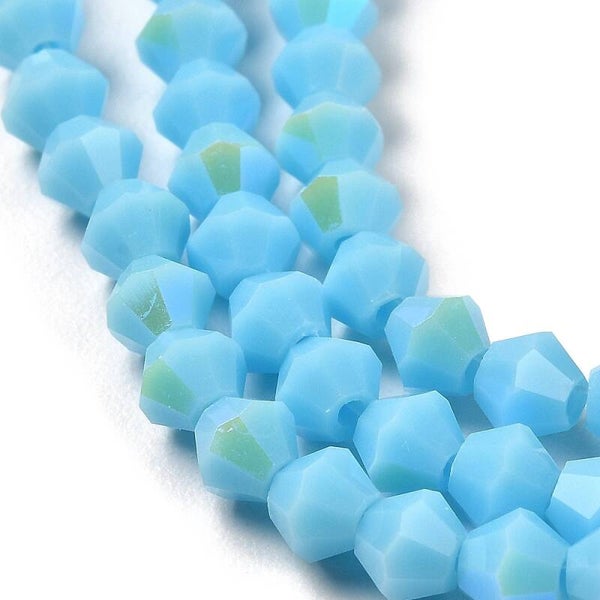 Bicone glaskralen blauw 4 x 4 mm | Streng ca. 75 stuks