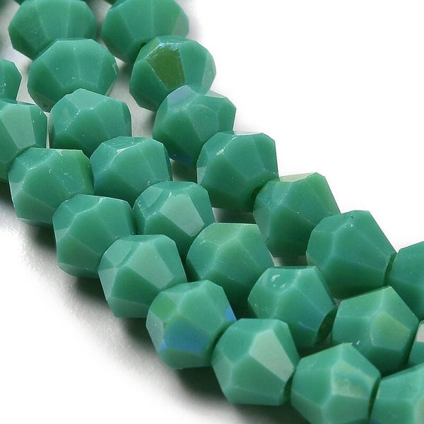 Bicone glaskralen groen 4 x 4 mm | Streng ca. 75 stuks