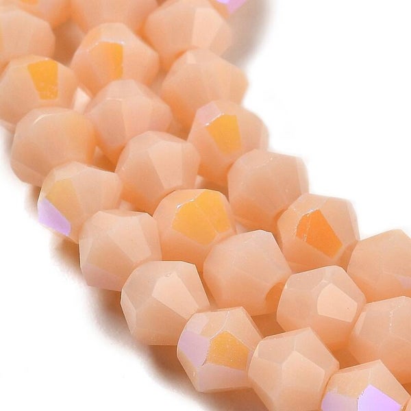 Bicone glaskralen roze 4 x 4 mm | Streng ca. 75 stuks
