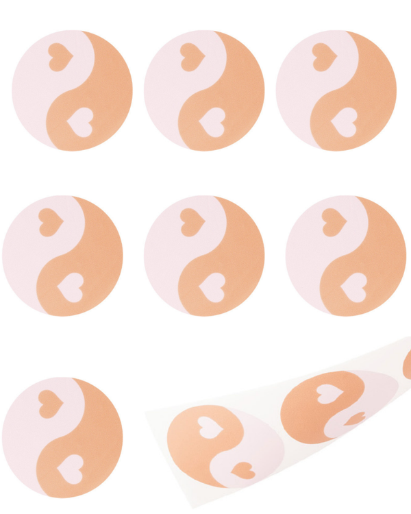 Stickers 10 stuks - Yin Yang hart roze 4 CM