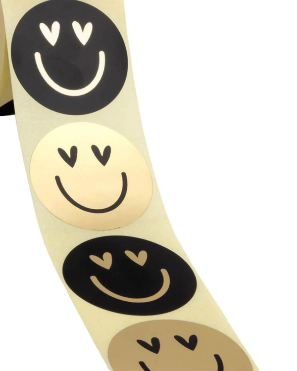 Stickers 10 stuks - Smiley zwart, goudfolie 5 CM