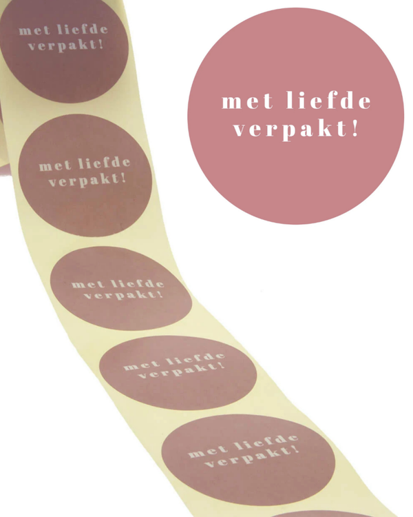 Stickers 10 stuks - Met liefde verpakt roze 4 CM