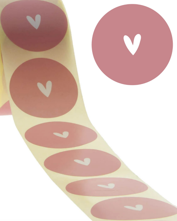 Stickers 10 stuks - Hartje roze 4 CM
